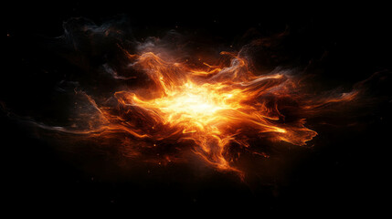Poster - Fiery explosion against dark background for dynamic designs