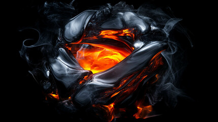 Poster - Fiery vortex with swirling smoke and dynamic flame pattern for creative design