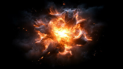 Poster - Dynamic fire explosion background with intense flames and fiery energy for creative designs