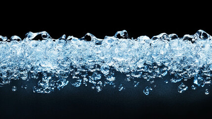 Poster - Intricate frozen water droplets with light reflections captured in macro view for winter themes