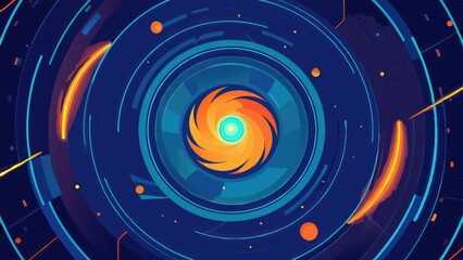Poster - a vibrant, colorful spiral design, conveying motion and energy