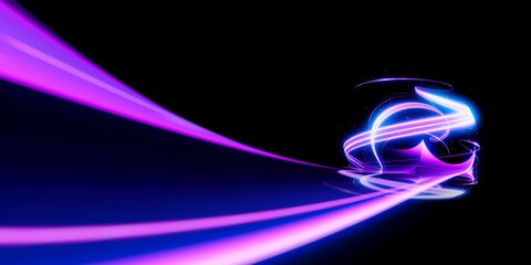Wall Mural - swirl stage. neon glowing purple blue..abstract virtual fluorescent dark. sci fi technical concept..