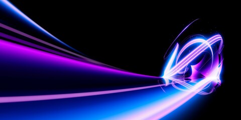 Wall Mural - swirl stage. neon glowing purple blue..abstract virtual fluorescent dark. sci fi technical concept..