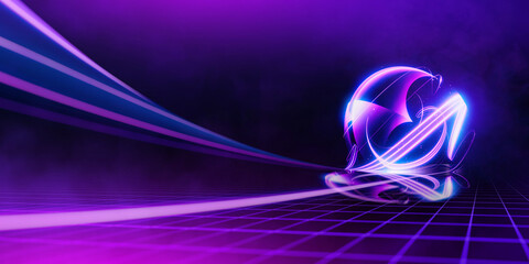 Wall Mural - swirl stage. neon glowing purple blue..abstract virtual fluorescent dark. sci fi technical concept..