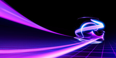 Wall Mural - swirl stage. neon glowing purple blue..abstract virtual fluorescent dark. sci fi technical concept..