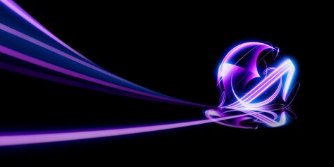Wall Mural - swirl stage. neon glowing purple blue..abstract virtual fluorescent dark. sci fi technical concept..