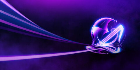 Wall Mural - swirl stage. neon glowing purple blue..abstract virtual fluorescent dark. sci fi technical concept..