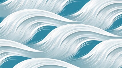 Poster - abstract art, water wave design in shades of blue and white