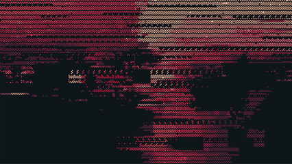 Fototapete - A digital glitch art style background. pixelated textures. red color gradients. VHS glitch pixel art. nostalgic atmosphere. retro gaming. vector graphics.