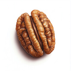 Sticker - Pecan nut displayed on a clean white background, highlighting its unique texture and natural contours in a well-lit setting