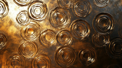 Wall Mural - Intricate bronze circular patterns with light reflections for interior design and decoration