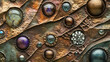 © Artem - Intricate bronze texture with embedded stones and artistic design