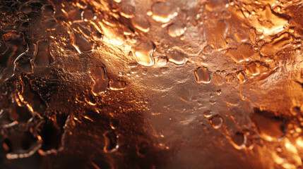 Poster - Copper surface with water droplets and light reflections for texture design