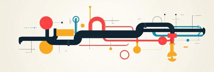 Leinwandbilder - Gas pipelines infographic illustrating flow dynamics and connections in energy distribution systems. Generative AI