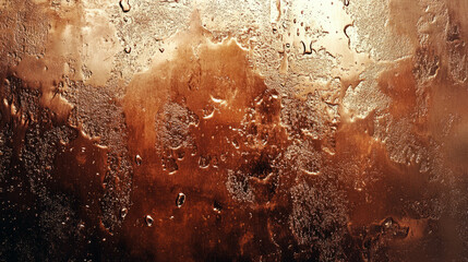 Poster - Copper surface with water droplets reflecting light textures