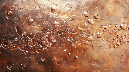 Poster - Copper texture with water droplets and light reflection for creative design and art projects