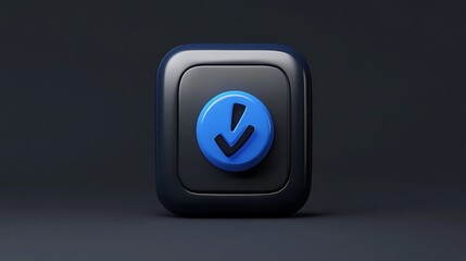 3D Render: Sleek Download Button Icon on Dark Background AI Generated