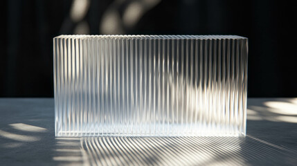 Poster - Modern minimalist vertical ribbed glass with subtle transparency for interior design