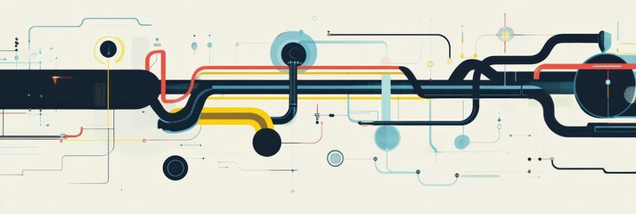Leinwandbilder - Visual representation of gas pipelines illustrating flow patterns in a minimalist design. Generative AI