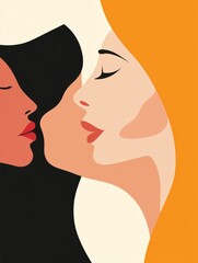Aufkleber - Creative International Womens Day illustration symbolizing female empowerment and unity through minimalist design. Generative AI