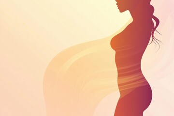 Poster - Minimalist illustration of a slim female silhouette highlighting the waistline in soft colors and flowing design. Generative AI