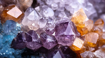 Poster - Vibrant macro view of geode with crystalline structures for design and decor inspiration