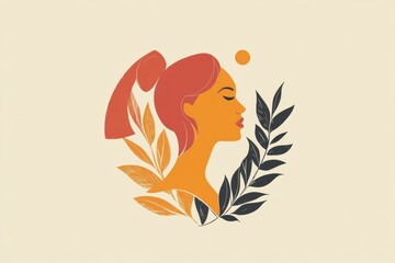 Aufkleber - Creative International Womens Day illustration highlighting female empowerment and strength through minimalist design. Generative AI