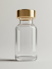 Aufkleber - Elegant glass bottle with a golden cap placed on a neutral surface in a well lit environment. Generative AI