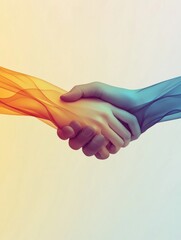 Aufkleber - Two hands reaching out to each other in a colorful and abstract representation of unity and connection. Generative AI