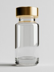 Aufkleber - Clear glass jar with a golden metal lid designed for storage or display purposes in a minimalist setting. Generative AI
