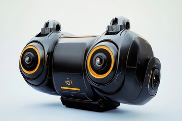 Poster - Innovative robotic camera design displayed on white background with sleek technology features