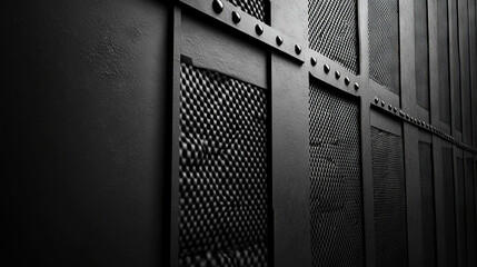 Poster - Industrial fusion texture featuring ribbed plastic and metal mesh for modern design