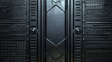 Poster - Industrial surface with ribbed plastic and metal mesh design for textures