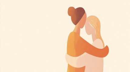 Poster - Embracing warmth and connection in a minimalist illustration of two people hugging. Generative AI
