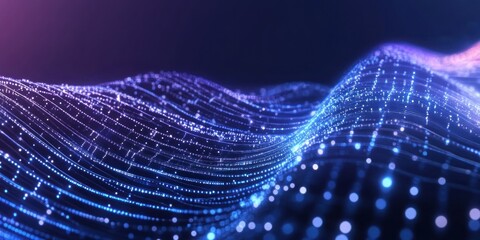 Poster - Digital wave patterns in vibrant colors showcasing technology and innovation, representing the future of data visualization and connectivity concept