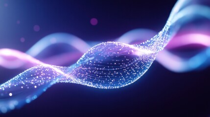 Poster - Colorful abstract wave of light particles flowing gracefully in a digital space, representing energy and motion, vibrant design concept