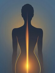 Poster - Minimalist illustration showcasing a slim female silhouette with an emphasis on the highlighted waistline. Generative AI