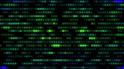 Wall Mural - digital squares and circles glowing crawl 4k loop features squares and circles in various green hues