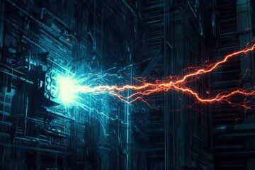 Leinwandbilder - Energy surge creates striking visual in a futuristic laboratory environment