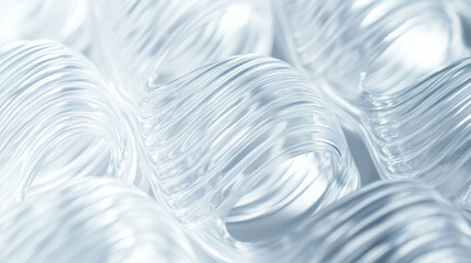 Poster - Abstract design with rounded ribbed transparent plastic texture for modern interior decor or background