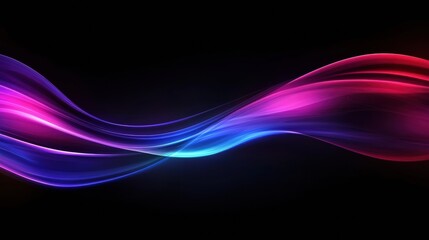 Leinwandbilder - Colorful abstract waves flow in a smooth gradient on a dark background showcasing vibrant shades of pink and blue. Generative AI