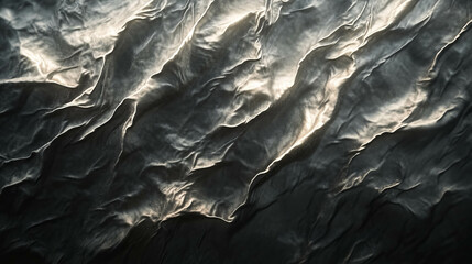 Poster - Intricate rumpled aluminum foil texture with fine lines for creative design