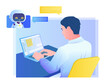 © 100% HAND-CRAFTED  - Man chatting with AI assistant. Vector illustration