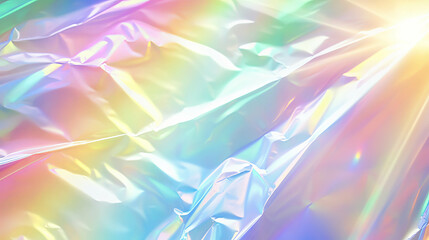 Poster - Vibrant iridescent holographic foil texture with rainbow light effects for creative design