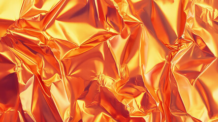 Poster - Vibrant orange foil texture with rumpled folds for creative design