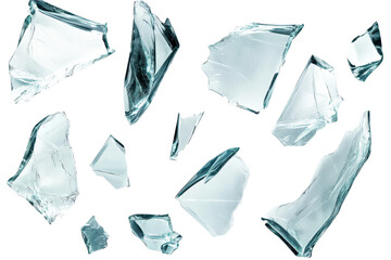 Poster - broken glass pieces and their potential uses in abstract art.