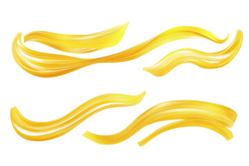 Poster - yellow ribbons image, showcasing flowing fabric, abstract lines, and blurred textile details.
