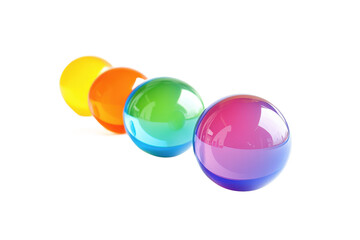 Poster - Rainbow spheres image, showcasing colorful objects, abstract design, and blurred sphere details.