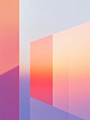 Fototapete - Abstract geometric composition with soft gradient colors during sunset. Generative AI