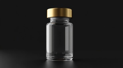 Aufkleber - Clear glass container with a gold lid reflecting light on a dark surface. Generative AI